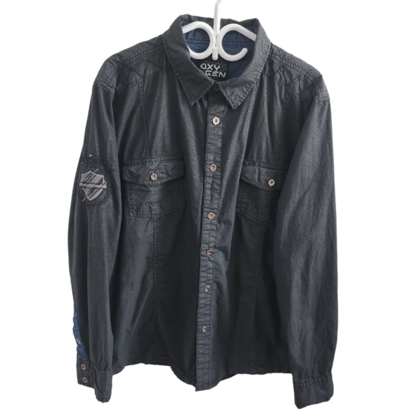 Oxygen XGN Men long sleeves black shirt,plus size XXL - Picture 15 of 16